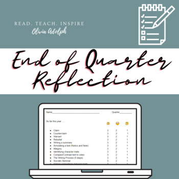 Preview of End of Quarter Reflection, Self-Assessment, & Goal Setting Sheet (Editable)