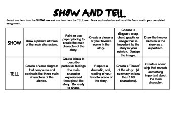 Preview of End of Reading Show and Tell Differentiated Project Choice Board