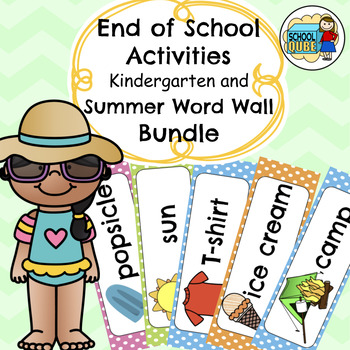 Preview of End of School Activities (Kindergarten) and Summer Word Wall Bundle