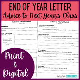 Fun End of Year Writing Activity - End of Year Letter - Di