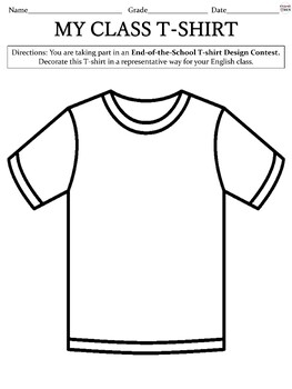 End of School Reflective Activity and Craft Worksheet - My Class T-Shirt