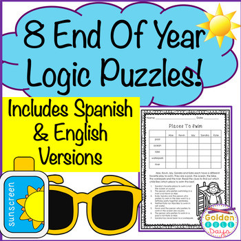 Preview of Enrichment End of Year Logic Puzzles Critical Thinking English & Spanish