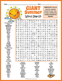 End of School Year Activity - GIANT Summer Vacation Fun Word Search Worksheet