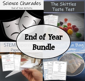 Preview of End of School Year Bundle (Fun Activities) Charades, Ice Cream in a Bag, etc.