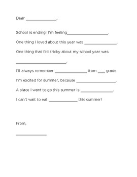 Preview of End of School Year Letter