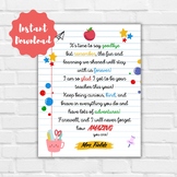 End of School Year Letter Printable, Goodbye Letter to Stu