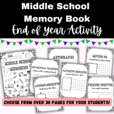 End of School Year MIDDLE SCHOOL MEMORY BOOK (write, doodl