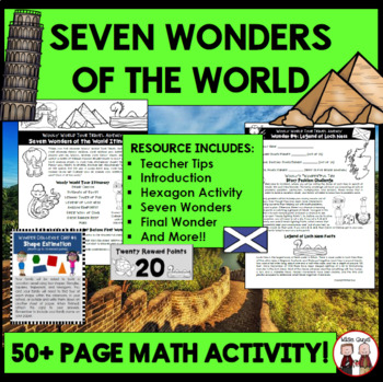 Preview of End of Year Seven Wonders of the World Vacation Math Activity