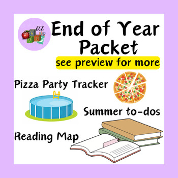 Preview of End of School Year Packet: Pizza Party Tracker, Summer To-Dos, Reading Map