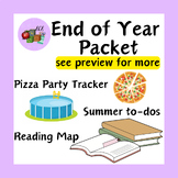 End of School Year Packet: Pizza Party Tracker, Summer To-