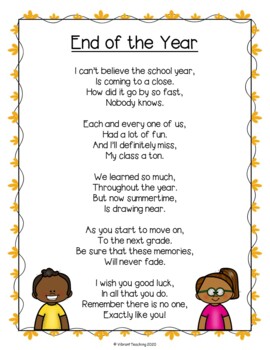 End of School Year Poem by Vibrant Teaching- Angela Sutton | TPT