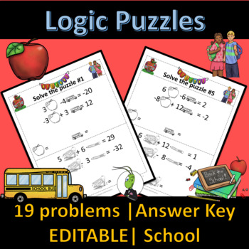 Preview of End of School Year Systems of Equations | Number Sense Logic Puzzles | Algebra 1