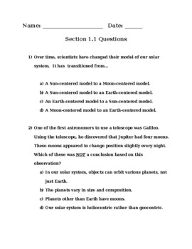 Preview of End of Section 1.1 Questions