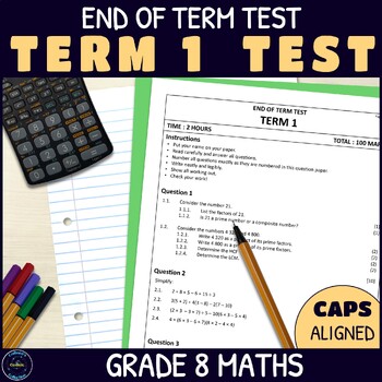 Preview of End of Term 1 Test - Grade 8 Math Term 1