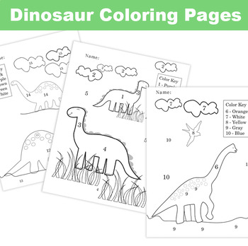 End of The Year Activities, Dinosaur, Color by Number, Number and Color ...
