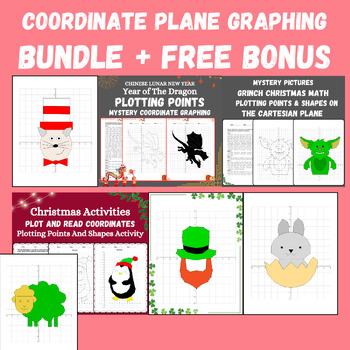 Preview of End of The Year Activities Coordinate Graphing Bundle 19 Worksheets +Free Bonus