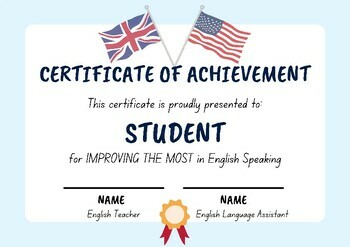 Preview of End of The Year Course Student Certificate/Award - English Class