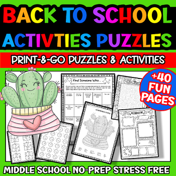 Preview of End of The Year Fun Activities Sub Plans Middle School Puzzles Sudoku 6th 7th Gr