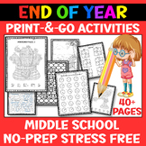 End of The Year Fun Activities Sub Plans Middle School Puz