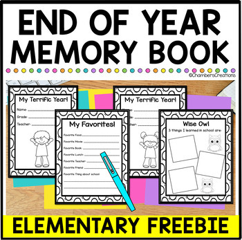 Preview of End of The Year Graduation Elementary Memory Book for Summer FREEBIE!