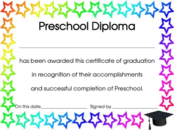 Preview of End of The Year Preschool Diploma, Certificate or Award