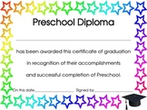 End of The Year Preschool Diploma, Certificate or Award