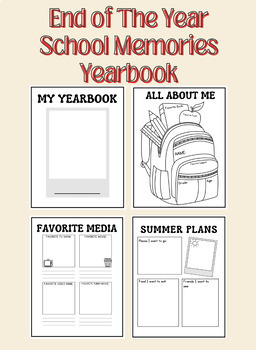 Preview of End of The Year School Memories Activity | Yearbook | EOY | NO PREP |
