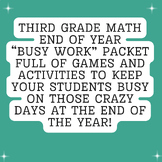 End of Year, 3rd Math Activity Packet, End of Year, May, 9