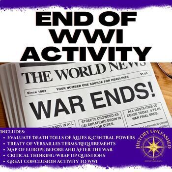 Preview of End of World War I, Treaty of Versailles & League of Nations Worksheet Activity