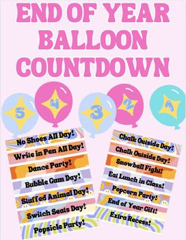 Preview of End of Year 10-Day Balloon Countdown with Groovy Theme