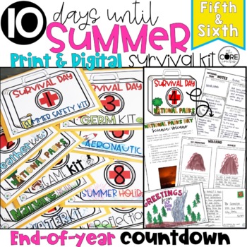 Preview of End of Year Activities - Countdown to Summer 10 Day Lesson Plans 5th, 6th grade
