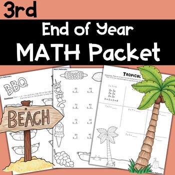 Preview of End of Year 3rd Grade Math Review Packet for Summer