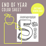 End of Year 5th Grade Color Sheet, Autographs