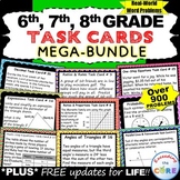 End of Year 6th, 7th, 8th Grade Math TASK CARDS Bundle (Wo