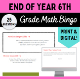 End of Year 6th Grade Math Bingo