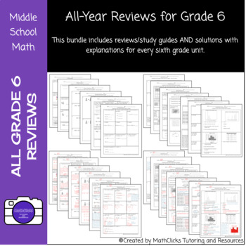 Preview of End of Year 6th Grade Math Review Bundle 2022--Entire Year of Standards WITH KEY