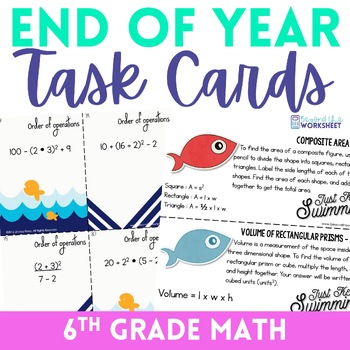 Preview of End of Year 6th Grade Math Task Cards