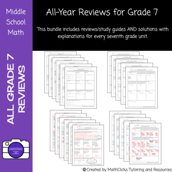 Preview of End of Year 7th Grade Math Review Bundle w/KEY-Entire Year of Standards + BONUS!