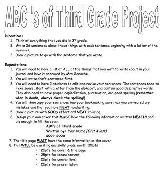 Preview of End of Year ABC's of Third Grade