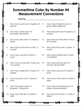 4th grade end of the year math review color by number summer packet