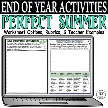 Preview of End of Year Activities Digital Middle High School Writing My Perfect Summer