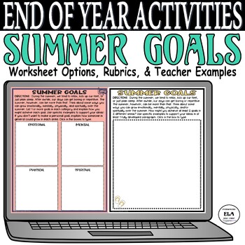 Preview of End of Year Activities Digital Middle High School Writing My Summer Goals