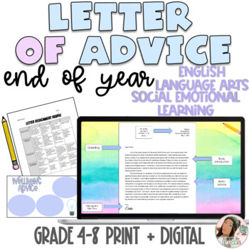 Preview of End of Year Activities ELA Letter of Advice Digital Resources & Print SEL Lesson
