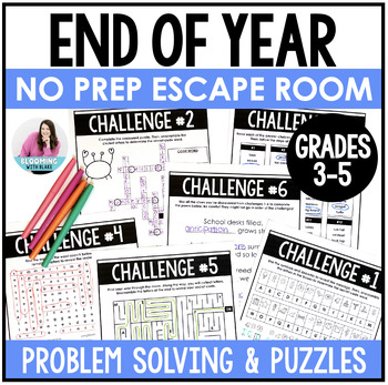 Preview of End of Year Escape Room to Summer Activities  - 4th & 5th Grade Problem Solving