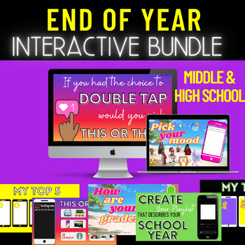 Preview of End of Year Activities Fun Bundle for Middle & High School +BONUS free extras