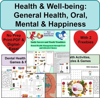 Preview of End of Year Activities: Health & Well-being Activities, Puzzles & Games-No Prep