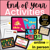 End of Year Activities: Kindergarten - 1st Grade Summer Games