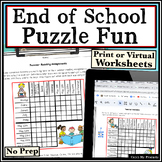 End of Year Activities Logic Puzzle Print or Digital Worksheets