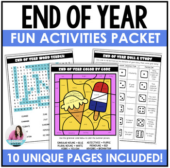 Preview of End of Year No Prep Activities Packet - Writing & Grammar - 3rd, 4th, 5th Grade