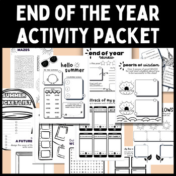 Preview of End of Year Activities Packet High + Middle School Early Finishers Fun Work